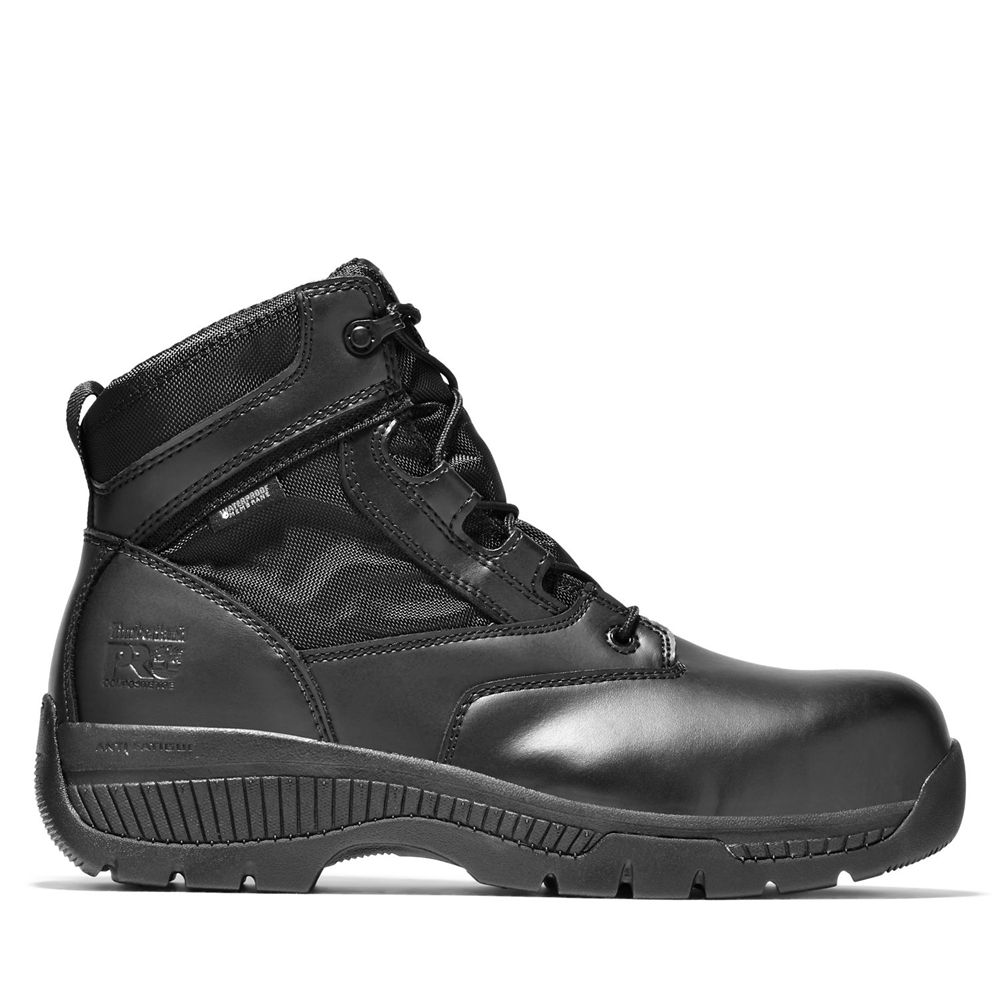 Timberland Mens Pro Boots Valor™ Duty 6" Side-Zip Comp Toe - Black - India LB2806751